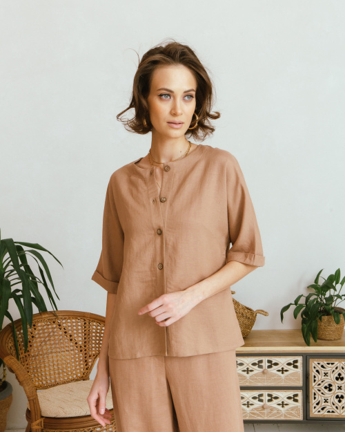 костюм лен кэмэл